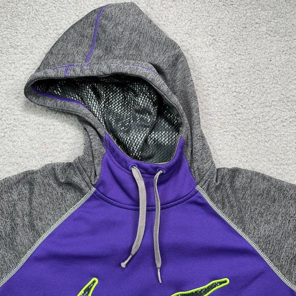 Nike Therma-Fit Sweatshirt Womens Medium Purple Gray Hooded Embroidered - Picture 4 of 16